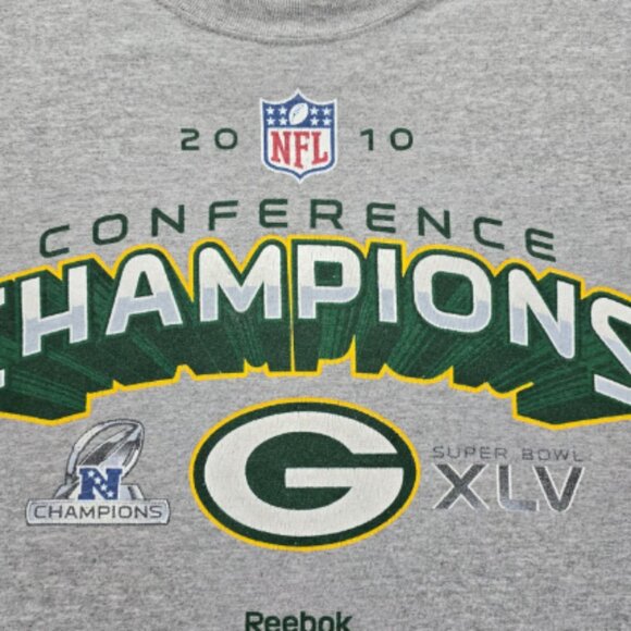 Green Bay Packers Tshirt Mens XL Gray Long Sleeve NFL 2010 Conference Champions - Picture 2 of 4